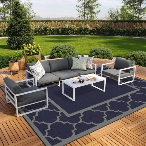 Vista 14 de GENIMO - Alfombra para exteriores de 8 x 10 pies, para patio, espacios amplios, impermeable, de pajillas de plástico, alfombra reversible
