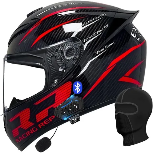 Vista 4 de Casco de motocicleta con Bluetooth, casco con Bluetooth integrado, casco integral plegable con Bluetooth, aprobado por DOT/ECE, con múltiples