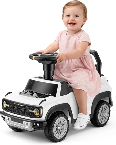 Vista 8 de First Ride On Auto de empuje para niños pequeños, con licencia Ford Bronco Raptor Push Around Buggy para niños pequeños de 1 a 3 años con cuerno