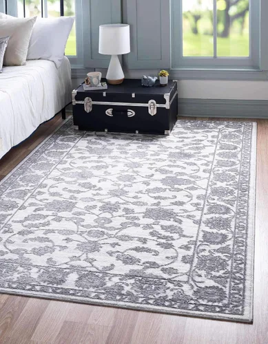 Vista 15 de Unique Loom Boston Collection - Alfombra rectangular de 2 x 3 pies y 1 pulgada, color gris y marfil