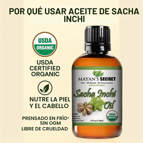 Vista 5 de Mayan's Secret Aceite de Sacha Inchi - Omega-3-6-9 orgánico certificado por USDA