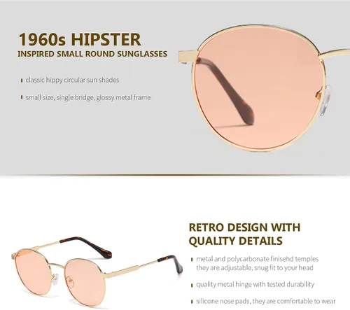 Vista 3 de Freckles Mark Gafas de sol redondas estilo hipster de los años 60 retro estilo vintage de Lennon