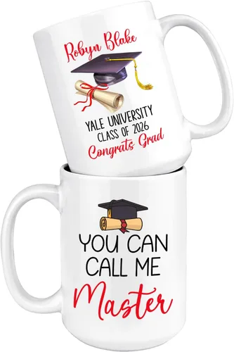 Vista 14 de Taza de viaje de graduación personalizada, Trust Me I Have A Master's Degree Destiny - Taza de café blanca, taza de café de graduación de 11 onzas