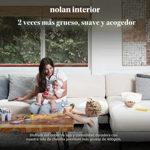 Vista 4 de Nolan Interior Miracle Funda para Sofá - Funda de Cojín de Chaise de Felpa con Tela de Chenilla Ultra-Suave, Elástica y Gruesa - A Prueba
