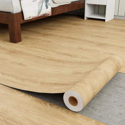 Vista 11 de Homease Piso de Vinilo con Grano de Madera 15.7" x 118" Rollo Marrón, Azulejos de Piso Autoadhesivos Impermeables, Superficie Extra Resistente al