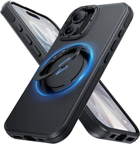 Vista 57 de Funda con soporte de anillo de 360° para iPhone 16E/17E con 2 protectores de pantalla, compatible con MagSafe, antiamarilleo y resistente a