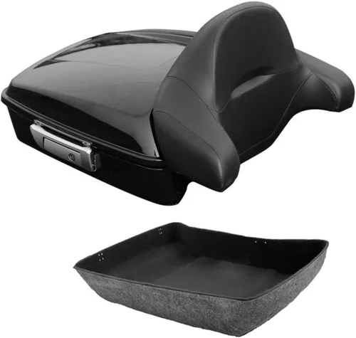 Vista 2 de TCT-MOTORPARTS Maletero y respaldo negro mate cortado para Harley Touring Electra Street CVO Road King Glide 2014-2025