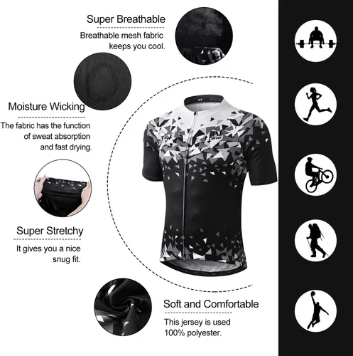 Vista 7 de INBIKE Conjunto de camiseta de ciclismo para hombre, camisa de ciclismo transpirable de manga corta con pantalones cortos acolchados