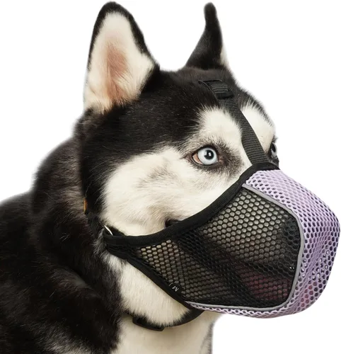Vista 10 de Mayerzon Bozal para perro, bozales suaves de malla patentados para perros grandes, medianos y pequeños, caniche Husky Doberman Labrador Retriever
