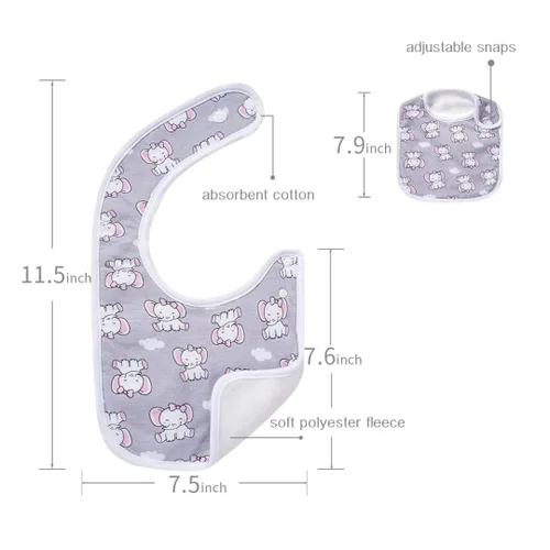 Vista 2 de Paquete de 7 baberos de algodón absorbentes para bebés, para babeo y dentición Multi03