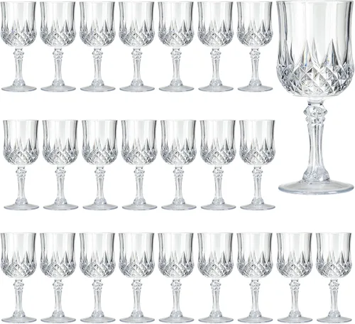 Vista 11 de Copas de vino de plástico de 7 onzas, 10 vasos de vino reutilizables ámbar, copas de champán vintage, copas de agua de cristal de plástico