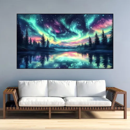 Vista 5 de ijbnhd Aurora - Pintura de diamantes grandes, kits de arte de diamantes grandes para adultos, pintura de diamante grande redondo de taladro