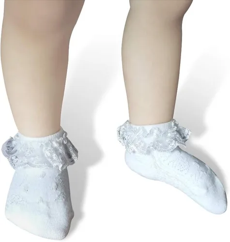 Vista 5 de Juebm Infant Baby Girls Ruffle Socks Toddler Dress socks,Pack of 356 Baby Frilly Lace Ankle Socks