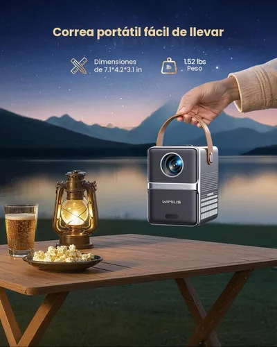 Vista 7 de Mini Proyector Inteligente con WiFi y Bluetooth【Compatible con Netflix/Portátil/4K Compatible】Audio Dolby, Keystone Automático y Enfoque Eléctrico