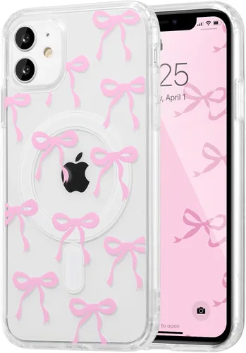 Vista 87 de UEEBAI - Funda magnética para iPhone 11, diseño de lazo, compatible con MagSafe, funda transparente delgada inalámbrica, antiamarilleo, a prueba
