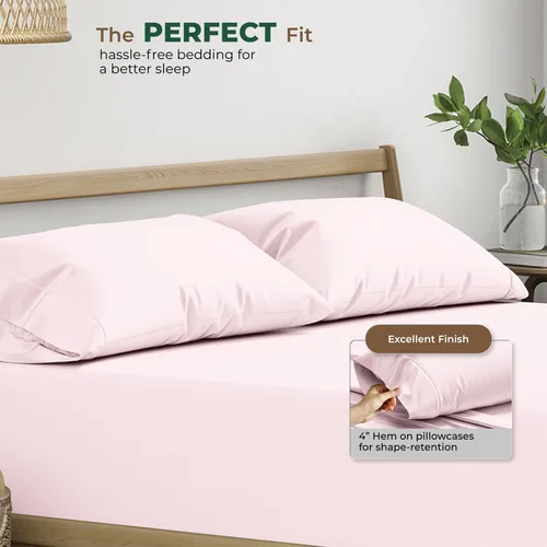 Vista 4 de THREAD SPREAD Juego de 2 fundas de almohada 100% de algodón orgánico tamaño reina/estándar - Funda de almohada de percal de algodón orgánico ultra