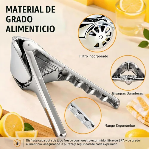 Vista 5 de Exprimidor de limón manual de acero inoxidable – Exprimidor de limón de extracción máxima, exprimidor de limón, exprimidor de cal de mano resistente
