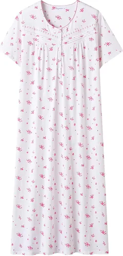 Vista 12 de Keyocean - Camisones para mujer, suaves, 100% algodón, mangas cortas, cómodas, camisolas de dormir para damas Floral azul