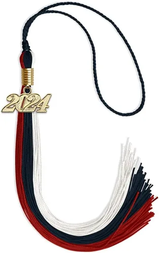 Vista 56 de Endea - Borla de graduación de triple color con gota de fecha dorada (negro/dorado/granate, 2020)