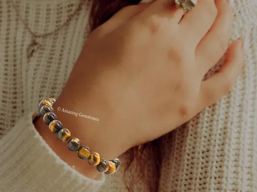 Vista 212 de Amazing Gemstone Crystal Bracelet for Women Men's Gifts - Protection Healing Crystal Bracelet - 8mm Gemstone Beaded Stretchable Bracelet Pulseras