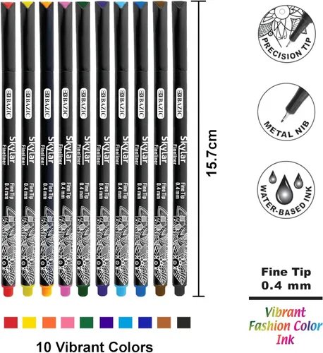 Vista 5 de BAZIC PRODUCTS Skylar - Bolígrafo de punta fina (10 colores, 0.016 in), para la escuela, oficina, hogar