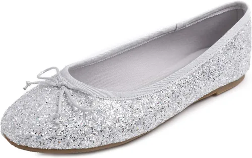 Vista 25 de FEVERSOLE Zapatos planos de ballet de patente para mujer, color macarrón colorido Beige