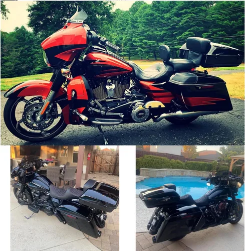 Vista 3 de TCT-MOTORPARTS Soporte Completo Negro de Maletero de Equipaje Cortado para Tour y Respaldo de Montaje Compatible con Harley Road Glide Street Glide