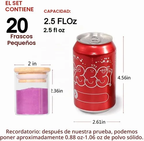 Vista 6 de Tzerotone Juego de tarros de especias, 2.5 onzas, 20 piezas, tarros de vidrio con tapas herméticas de bambú y etiquetas, mini recipientes 2.5oz/20pcs