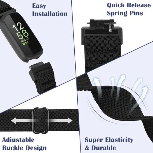 Vista 3 de Bcuckood Compatible con correas de reloj Fitbit Inspire 3/Inpsire 2/Inspire/Inpsire HR/Ace 2/Ace 3, correa elástica ajustable de repuesto