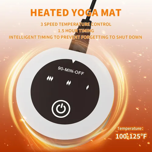 Vista 5 de Esterilla de yoga de calefacción con sistema de calentamiento rápido, tapete antideslizante extra grande de 72 x 27 pulgadas, material de doble capa