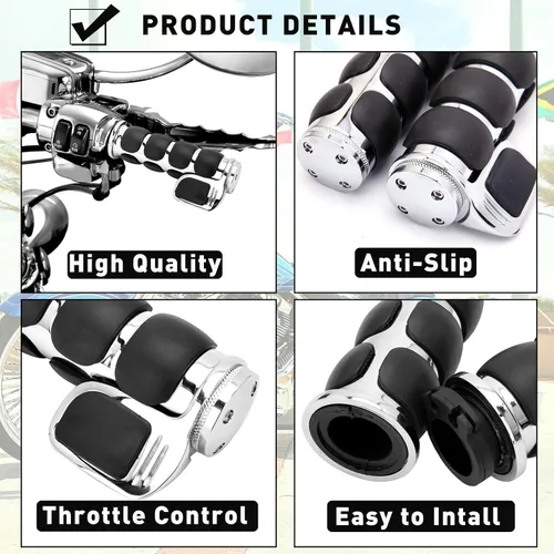 Vista 4 de DREAMIZER 25.4MM Motorcycle Handlebar Grips 1 inch Compatible with Honda Shadow Spirit 750 Valkyrie Fury VTX1300 VTX1800 VT400 VT750 VT1100 - Smooth