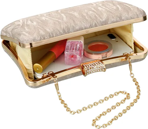 Vista 6 de Bolsos de mano dorados para mujer de noche, bolso dorado para boda, fiesta, novia, baile de graduación, formal, dorado, bolso de hombro