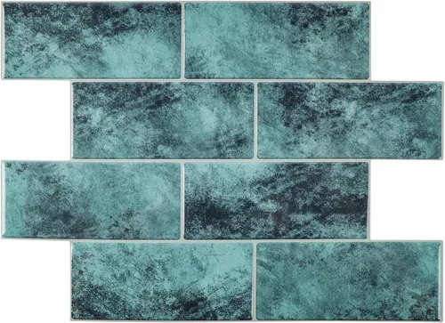 Vista 7 de Azulejo azul para salpicaduras de 10 hojas, revestimiento 3D adhesivo para cocina, baño, azulejos de pared (12 x 12 pulgadas)