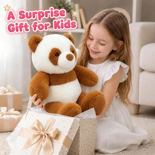 Vista 5 de FFxiong Juguete de peluche de panda de 18 pulgadas, lindo y suave, muñeca Kawaii de oso panda gigante, decoración de habitación, almohada de oso