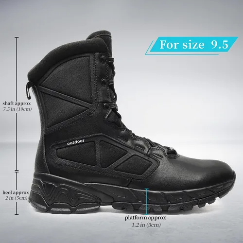 Vista 3 de Botas de trabajo tácticas militares para hombre, ligeras, con cremallera lateral, botas de combate del ejército, para senderismo