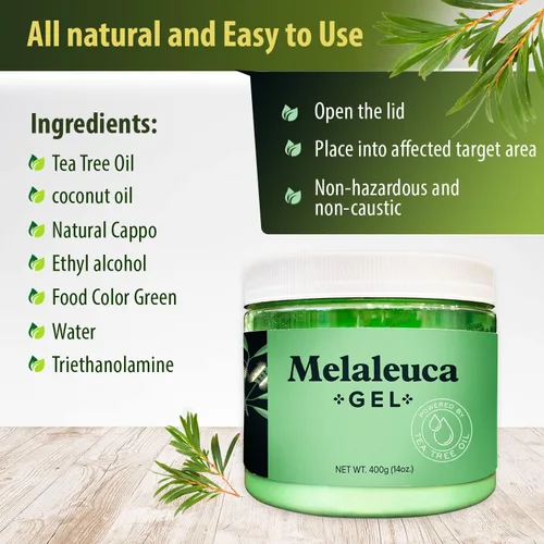 Vista 5 de Melaleuca Gel Purificador de Aire Natural, Ambientador Eliminador de Olores con Aceite Esencial de Árbol de Té 100% Australiano. Aire limpio