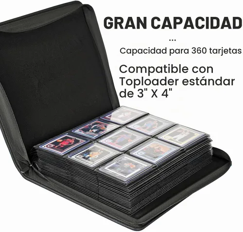 Vista 4 de Carpeta TopLoader de 9 bolsillos, con capacidad para 360 estuches rígidos de 3 x 4 pulgadas, carpeta de colección de tarjetas, 20 páginas de doble