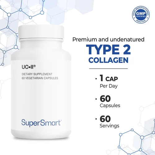 Vista 5 de Supersmart Suplemento UC II de 40 mg por día (colágeno premium), suplemento de colágeno tipo II sin desnaturalizar, sin OMG y sin gluten, 60