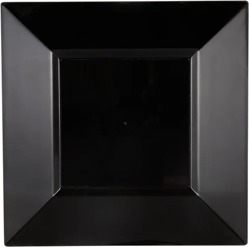 Vista 16 de Restaurantware Platos de fiesta de 8.2 x 8.2 x 0.5 pulgadas, 100 platos de postre de plástico desechables – Platos cuadrados de plástico negro