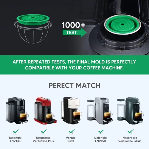 Vista 4 de Paquete de 2 tapas reutilizables para cápsulas de café con 6 cápsulas, 80/150/7.8 fl oz, cápsulas de café recargables de silicona de grado