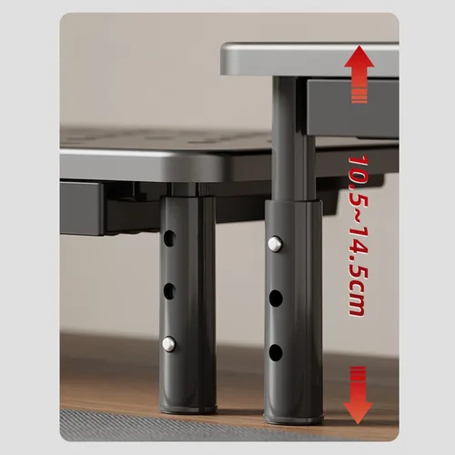 Vista 5 de Yosoo Health Gear Soporte elevador de metal para computadora con cajón, ventilado de 3 alturas ajustables, rodamiento de 44.1 lbs, para computadora