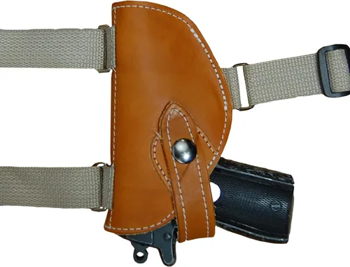 Vista 4 de Barsony - Funda de hombro de cuero marrón para mini-bolsillo 22 25 .380 pistolas