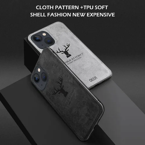Vista 2 de Funda protectora de tela TPU con textura suave de lujo para iPhone 13, resistente a la suciedad, antigolpes, antihuellas, protección de cuerpo Negro