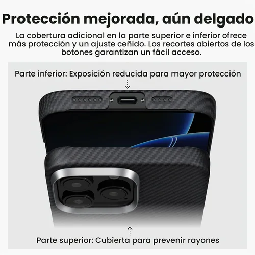 Vista 6 de pitaka Funda para iPhone 16 Pro de 6.3 pulgadas, compatible con MagSafe, ultra delgada, con sensación sin funda, tejido de fibra de aramida 600D