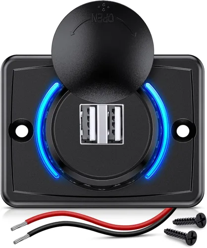 Vista 10 de Nilight 2 Pack PD Type C y QC 3.0 Panel de toma rápida USB con interruptor táctil LED ON Off, kit de cable fundido para coches, camiones