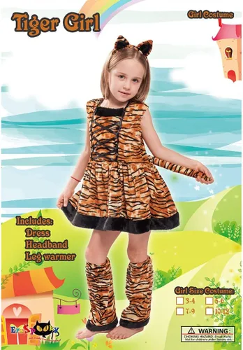 Vista 4 de EraSpooky Lindo disfraz de tigre para niñas, disfraz de Halloween de animales