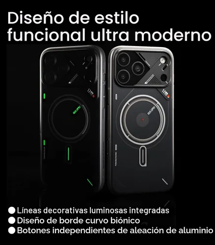 Vista 4 de Aulumu A17 Funda Magnética Térmica para iPhone 17 Pro CoolHyper con Control de Cámara Tecnología IMD Compatible con Magsafe Toque gris