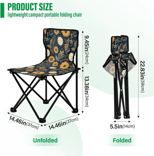 Vista 3 de Sillas de camping plegables para exteriores, diseño de mandala bohemio, para adultos, silla de camping portátil, silla de césped ligera 202a5039