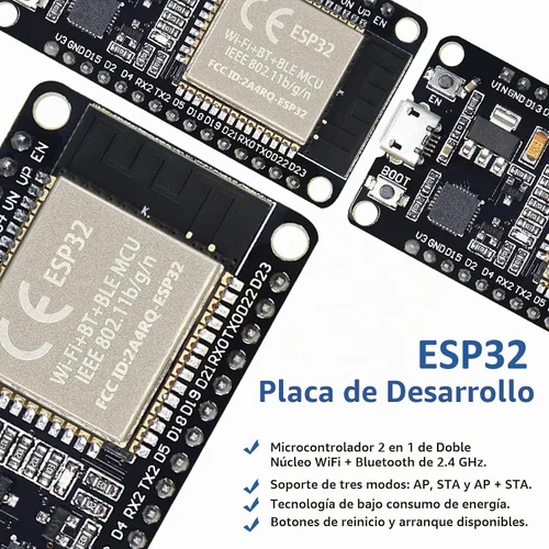 Vista 4 de ESP32S ESP32 Placa de desarrollo 2.4 GHz Dual Core WLAN WiFi + Bluetooth 2-en-1 Microcontrolador ESP-WROOM-32 Chip para Arduino (30PIN, 2PCS)