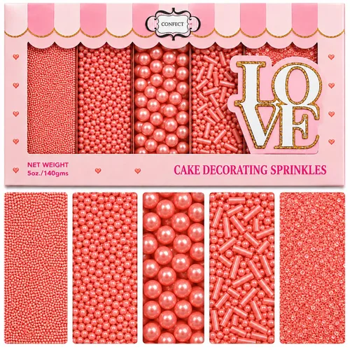 Vista 10 de Confect Chispas para pasteles y magdalenas – Paquete surtido de 5 Chispas de perlas de ensueño para baby shower – Cubierturas comestibles para Rosa